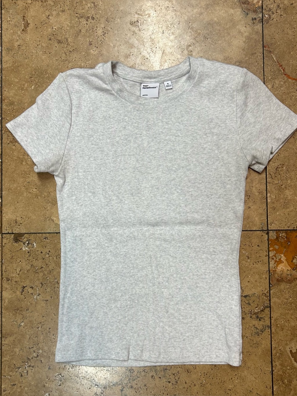 Reformation Ribbed Grey Fitted Tee Shirt Size small